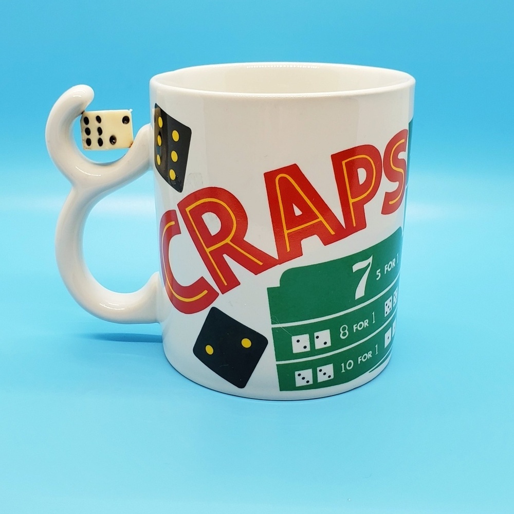 CRAPS Game Die in handle Casino themed drinking coffee mug Vegas Chance Game